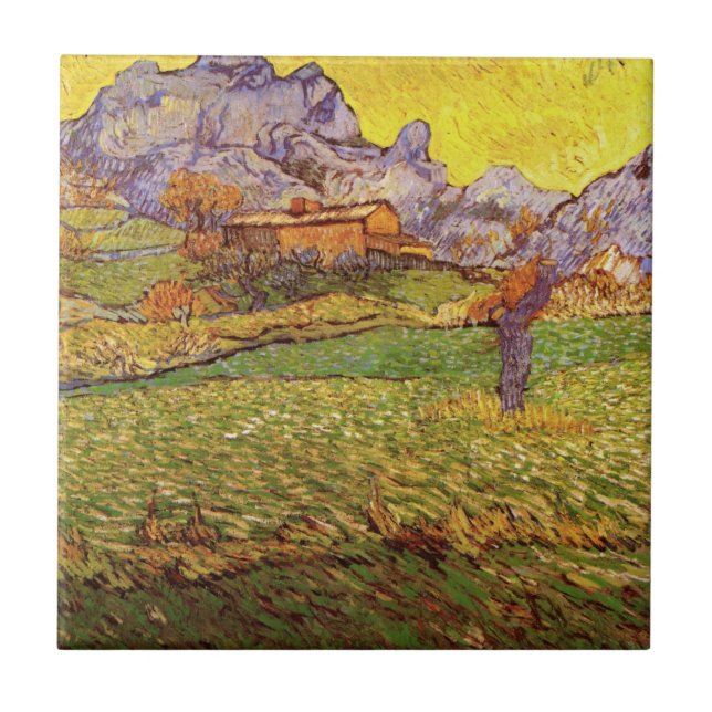 Meadow em Montanhas por Vincent van Gogh (Frente)