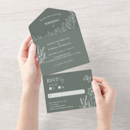 Meadow Flowers Sirocco Green Wedding RSVP