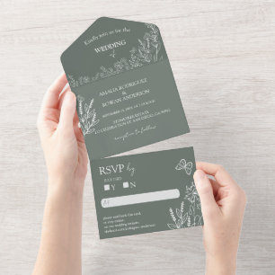 Meadow Flowers Sirocco Green Wedding RSVP