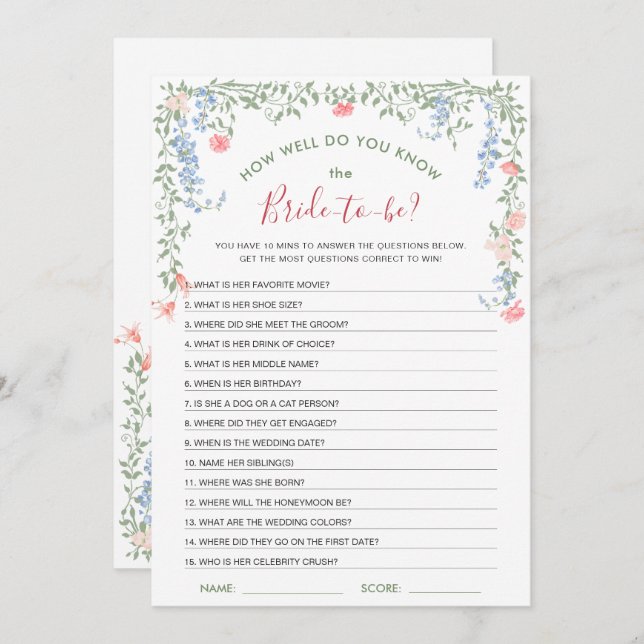 Meadow Pastel - Cartão de Chá de panela de Rosa fr (Frente/Verso)