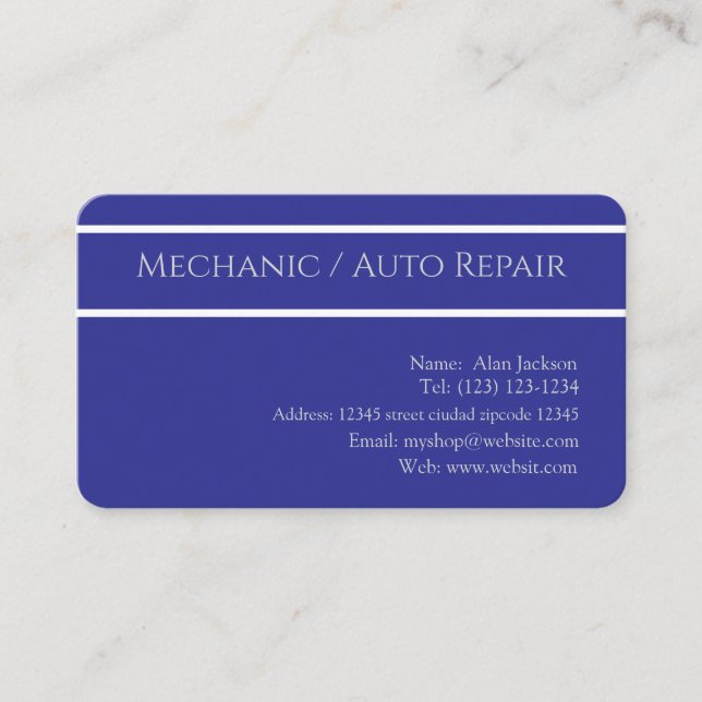 \Mecânico / Cartão de visita de reparo automático  (Frente)
