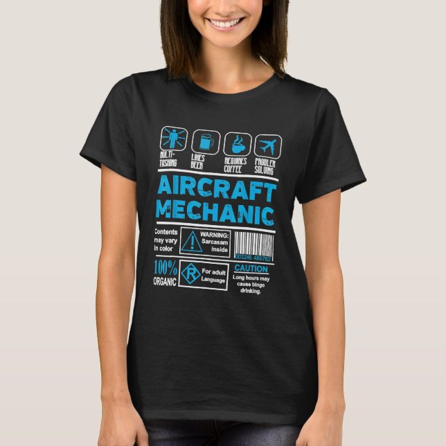 Mecânico de Aeronaves Camiseta de Trabalho de Aero (Frente)