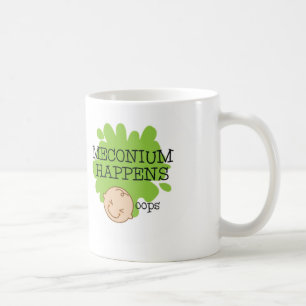 Meconium acontece caneca de café