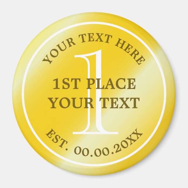 Medalha de ouro redonda, primeira imã de geladeira (Frente)