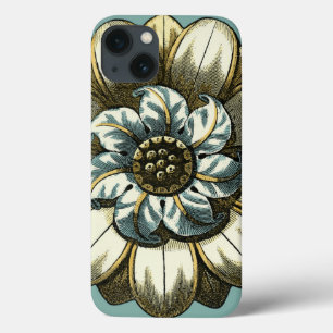 Medalha Floral Ornamentado sobre fundo azul claro