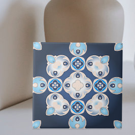 Medalhão de Beige Azul do Mediterrâneo Elegante