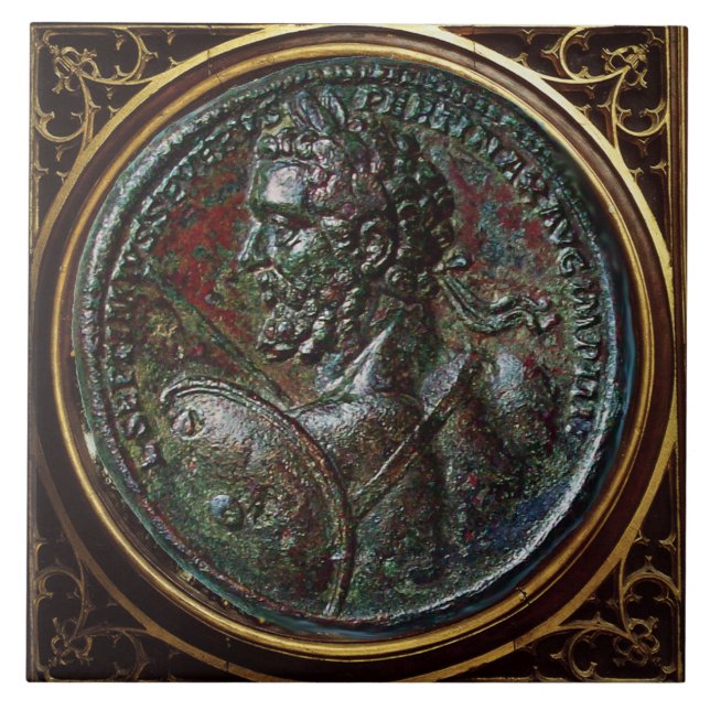 MEDALHÃO DE BRONZE ROMANO ANTIGO SÉPTIMO SEVERO (Frente)