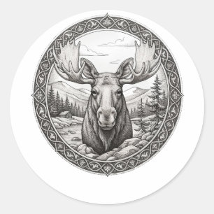 Medalhão de Moose Vintage Adesivo Redondo da Natur
