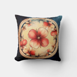 Medalhão Flor Vintage – Almofada de Arremesso Flor