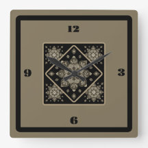 Medalhões Sepia Relógio de Parede em Preto