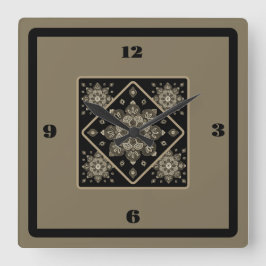 Medalhões Sepia Relógio de Parede em Preto