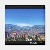 Medellin City View Imã de geladeira