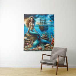 Média (50" x 60") Sereia de tapeçaria