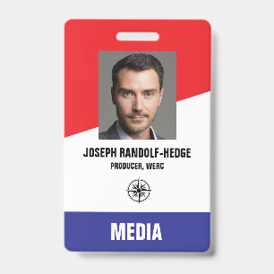 MEDIA PASS - Foto I.D. Crachá Vermelho/Azul