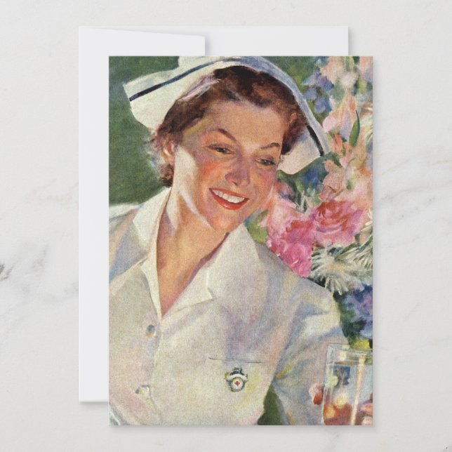 Medicina Vintage, Enfermeira Feliz em Uniforme (Frente)