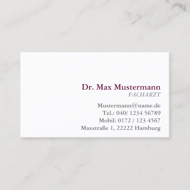 Médico cartão de presentação (Frente)