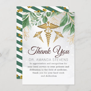 Médico Elegante Botânico Cartões de agradeciment