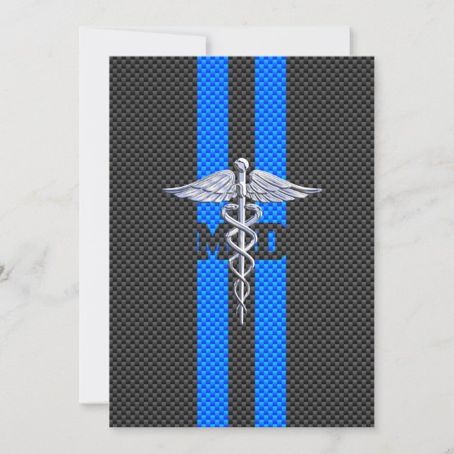 Médico MD Caduceus em Impressão de fibra de carbon (Frente)