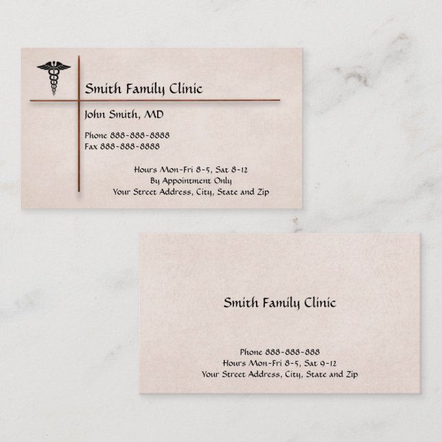 Médico Símbolo Médico Cartão de visita (Frente/Verso)