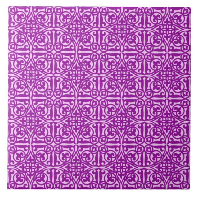 Medieval Damask Fleur-de-lis, ametista roxo (Frente)