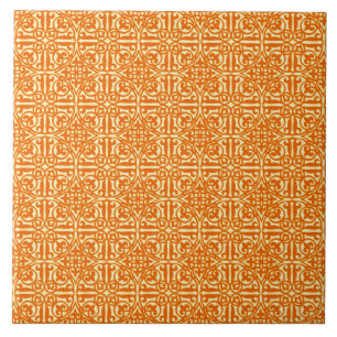 Medieval Damask Fleur-de-lis, tangerina laranja