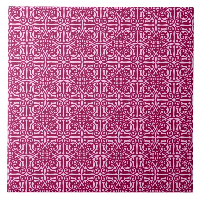 Medieval Damask Fleur-de-lis, vinho burgundy (Frente)