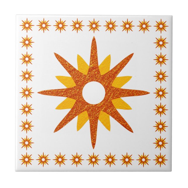 Médio Moderno do século Design Laranja Starburst (Frente)