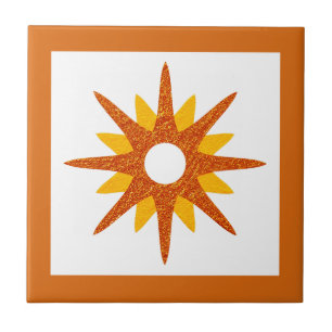 Médio Moderno do século Design Laranja Starburst