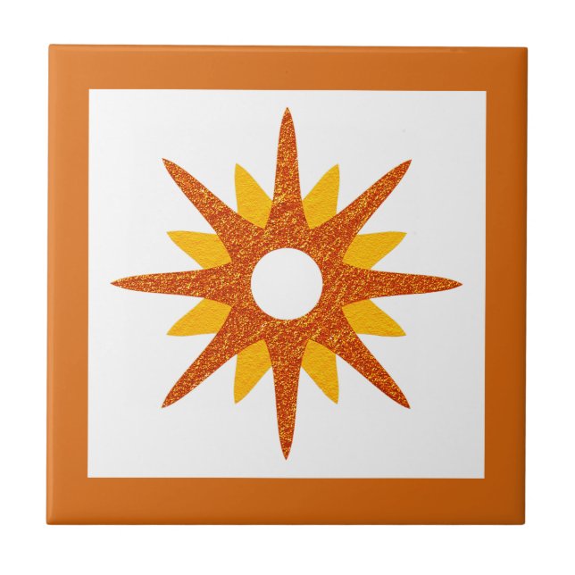 Médio Moderno do século Design Laranja Starburst (Frente)