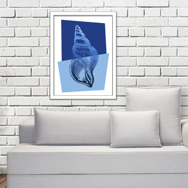 Médio Moderno Turban Shell Impressão Blue (Criador carregado)