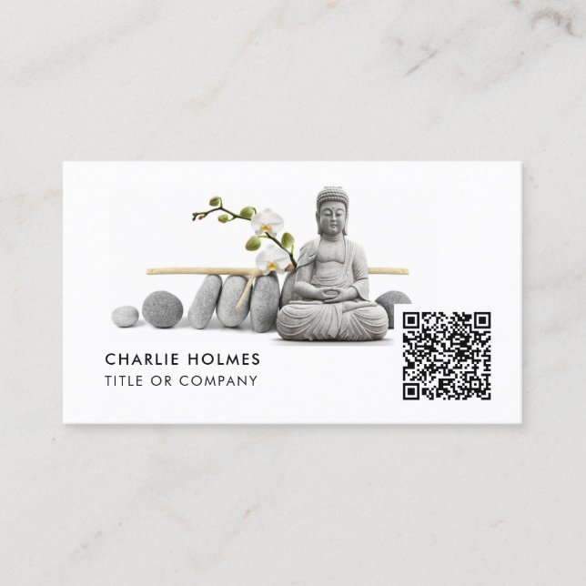 Meditação BUDHA e Cartão de visita de Yoga | Códig (Frente)