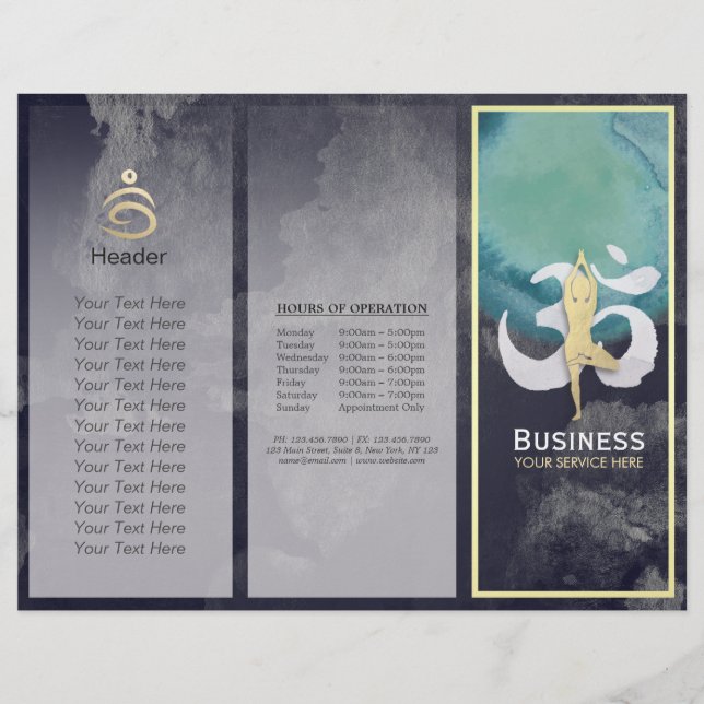 Meditação De Brochuras De Yoga Studio Tripla Om (Frente)