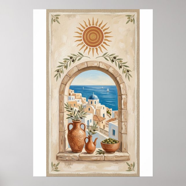  Mediterranean Boho Sun & Sea Poster (Frente)