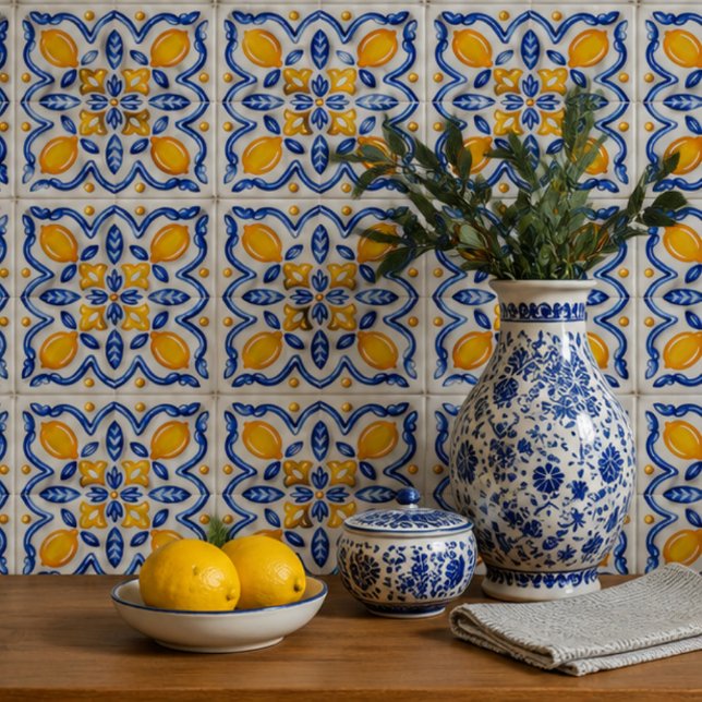 Mediterranean Lemon Blossom Ceramic Hand Painted  (Criador carregado)