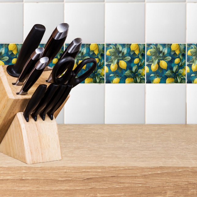 Mediterranean Lemon Watercolor Blue Yellow Pattern (Criador carregado)