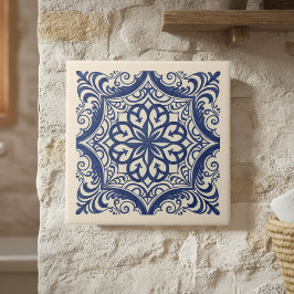 Mediterranean Pattern Pat#4 Blue Ivory ID1195