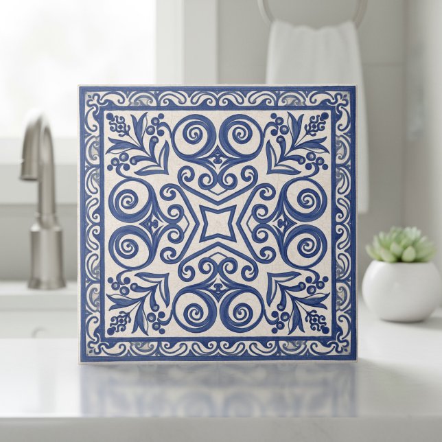 Mediterranean Pattern Pat#5 Blue Ivory ID1195 (Criador carregado)
