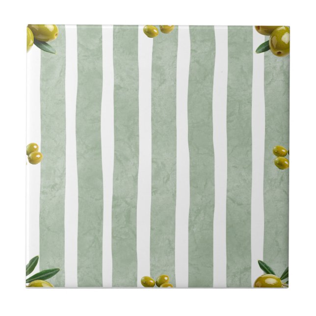 Mediterranean Sage Green Stripe Pattern Olive (Frente)