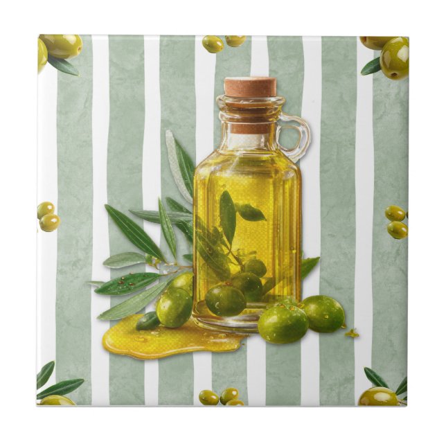 Mediterranean Sage Green Stripe Pattern Olive Oil (Frente)