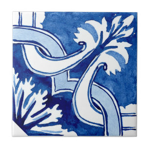 Mediterranean style Azur flower blue big pattern