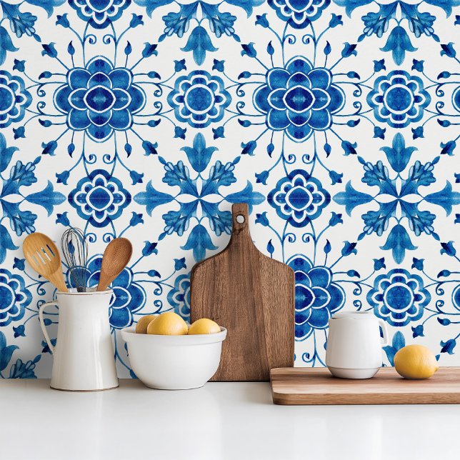 Mediterranean style Azur flower blue pattern (Criador carregado)