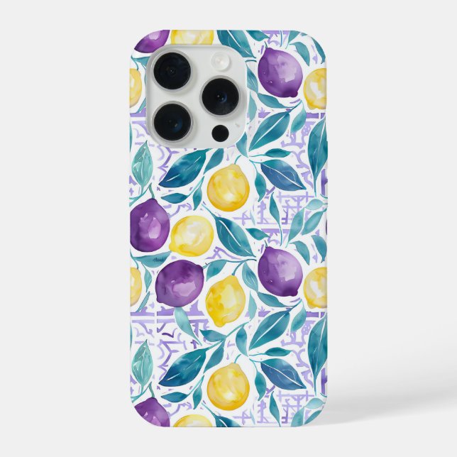 Mediterranean Style Lemon Pattern iPhone Case (Verso)