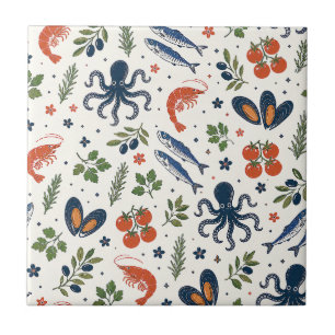 Mediterrâneo, Decoração de Parede Azul Costeira, E