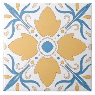 Mediterranéu Laranja Azul Rosa Floral andalousie
