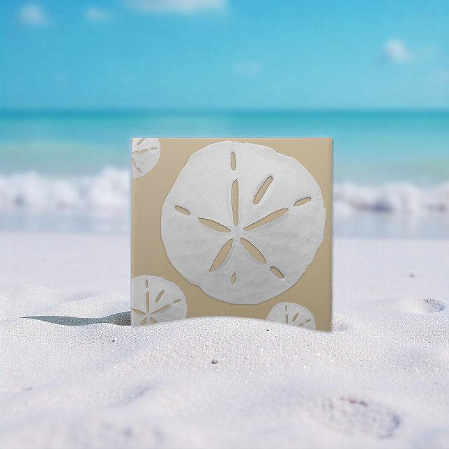 Medium Tan & White Tropical Beach Sand Dollar (Criador carregado)