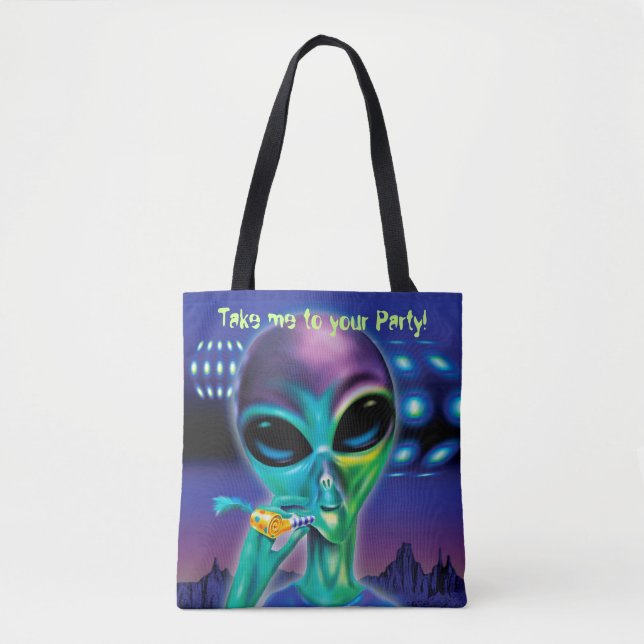 Medium Tote Bag Alienígena Leve-me à sua festa (Frente)