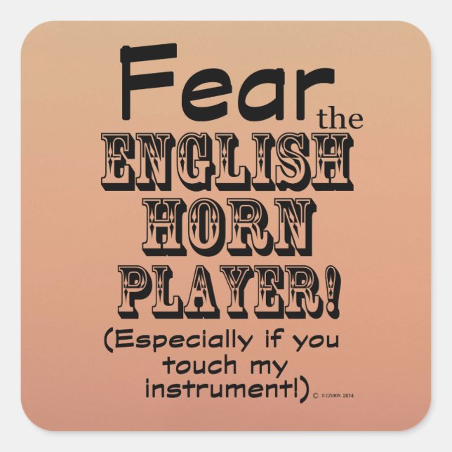 Medo do adesivo Inglês do Horn Player Square (Frente)