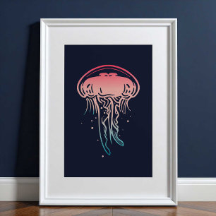 Meduse Sea Creature Impressão Meduse Wall Impres