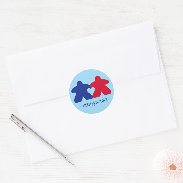Meeples Apaixonados, Adesivos Azuis e Vermelhos (Envelope)