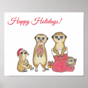 Meerkat Custom Christmas Animal Nursersery Poster
